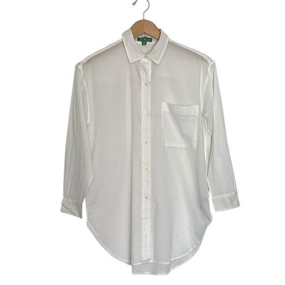 NEW J. CREW Button-up cotton voile shirt in white Semi Sheer Cover Up Size XXS - Picture 3 of 8